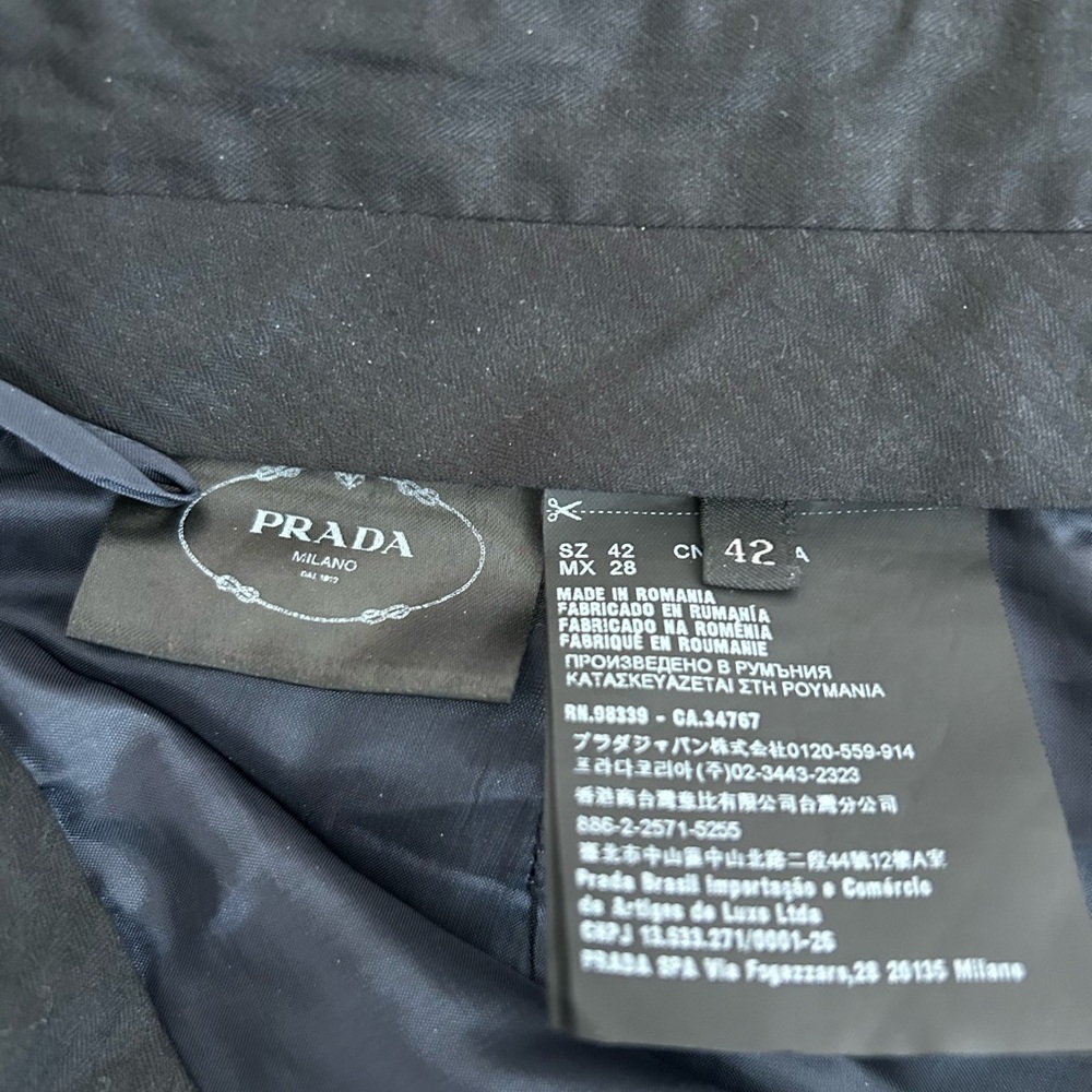 Prada Navy Plaid Ankle Pants Size 42 Preppy Academia - Picture 3 of 4